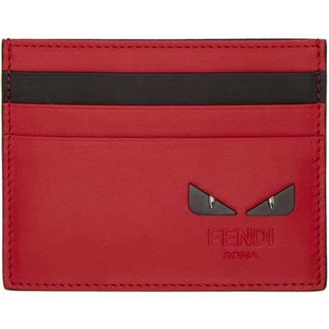 fendi black and red bag bugs card holder ss19|fendi bifold card holder.